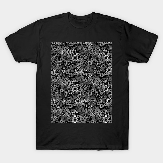 White and Black Spiral Pattern T-Shirt by Design_Lawrence